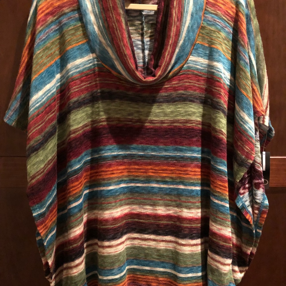 New Directions colorful striped poncho